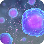 Close-up graphic of a pink and purple colored molecule to illustrate a specialty at ADViRNA